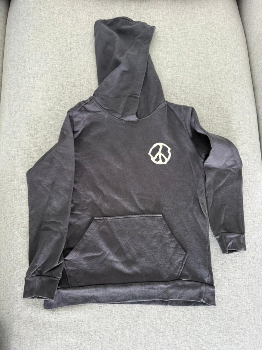 Skater Peace Sign Good Vibes Only Graphic Hoodie Charcoal Grey